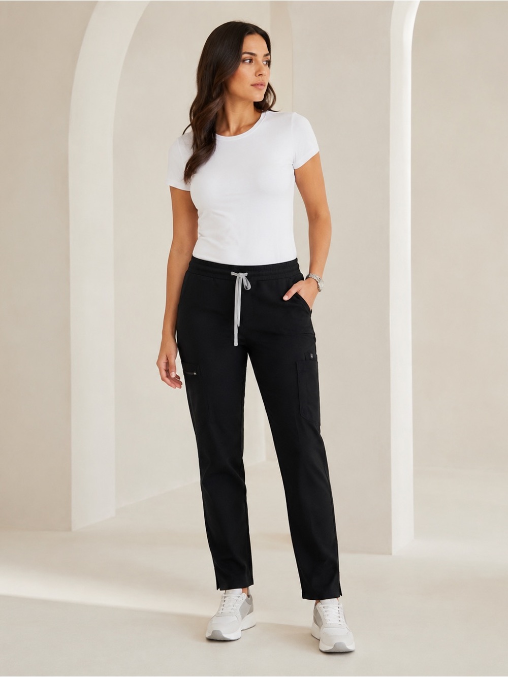 FIGS Yola Skinny Black Cargo Scrub Pants Utility Medical Sz S